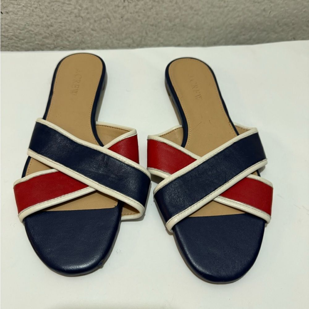 J. Crew Navy and Red Sandals
